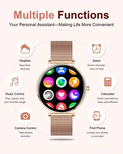 Vista 8 de Smart Watches for Women,1.32'' AMOLED Ultra-Thin Smart Watch with Bluetooth Make/Answer Call,Heart Rate/SpO2/Sleep Tracker,120+ Sport Modes IP68