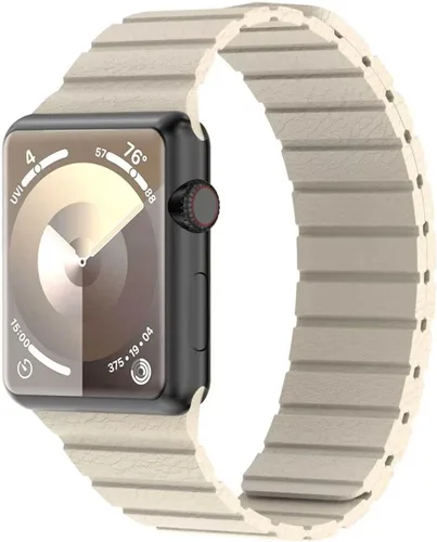 Vista 13 de Compatible con Apple Watch Band 1.732 pulgadas, 1.654 pulgadas, 1.575 pulgadas, 1.496 pulgadas. Correa de piel ajustable mejorada con sistema