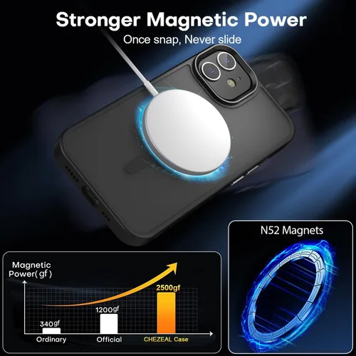 Vista 3 de Fuerte magnético para iPhone 11, compatible con Magsafe, [resistente a caídas de 13 pies] Funda trasera translúcida mate con sensación de piel