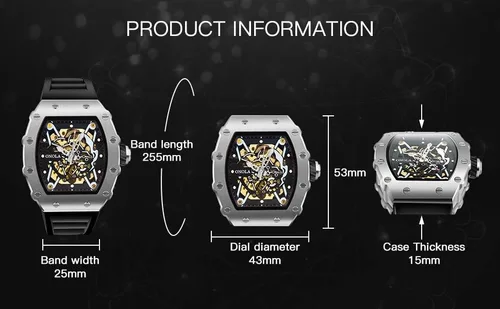 Vista 7 de Reloj mecánico automático para hombre, cronógrafo de lujo, resistente al agua, con esqueleto hueco, reloj de pulsera para hombre, correa