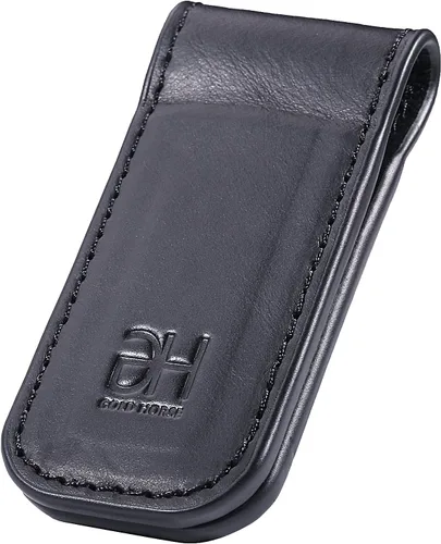 Vista 3 de Soporte magnético delgado para tarjetas de visita de cuero genuino para hombres, Negro -, Slim