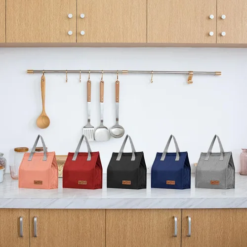 Vista 6 de Bolsa de almuerzo aislada, bolsa de lonchera, bolsa de almuerzo reutilizable, bolsa de almuerzo aislada para mujeres, hombres, trabajo, oficina