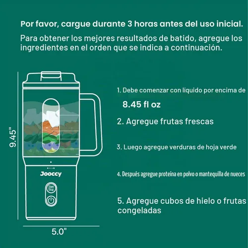 Vista 4 de Licuadora portátil para batidos, 18oz personal, recargable