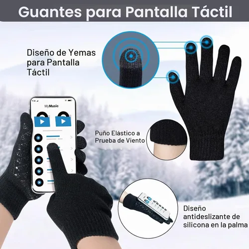 Vista 3 de Loritta Winter Hats for Men, 3 PCS Fleece Beanie Scarf Gloves Set A-Negro