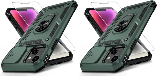 Vista 35 de Funda para iPhone 14 con cubierta para lente de cámara, protector de pantalla HD, protección contra caídas de grado militar de 10 pies, soporte