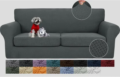 Vista 55 de JIVINER Fundas de sofá de 3 piezas para sofá de 2 cojines, funda elástica para sofá con 2 fundas de cojín de asiento extra grandes, fundas de sofá