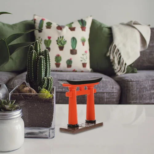Vista 6 de NOLITOY Puerta Torii en miniatura, adorno de resina de estilo japonés, modelo de santuario sintoísta rojo para jardín zen, pecera, decoración