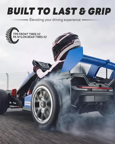 Vista 7 de Go Kart eléctrico de 24 V para niños, con licencia Porsche Drift Azul