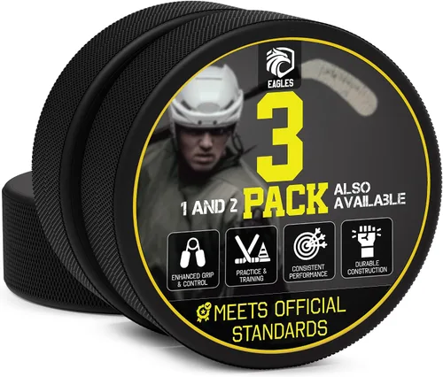 Vista 11 de EAGLES Ice Hockey Pucks 1, 2, 3, 6 or 50 Pack High Grade Pucks Official Regulation Weight & Size for Practice & Classic Training - 6 oz Diameter