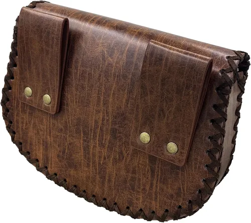Vista 3 de HiiFeuer Viking Bolsa de cinturón en relieve, mochila lateral de piel sintética medieval vintage, bolsa de cinturón portátil para la edad media