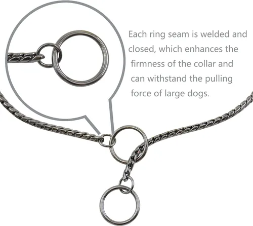 Vista 6 de Collar de Perro de Alta Resistencia, Collar de Perro Deslizante con Eslabones de Serpiente, Antióxido, 39.4cm-74.9cm, Negro/Oro/Plata/Oro Rosa