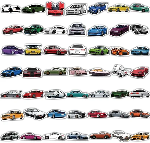 Vista 4 de DULEFUN 100 pegatinas de auto JDM, calcomanías de auto deportivo de carreras de vinilo impermeables para botellas de agua, guitarra, patineta, álbum