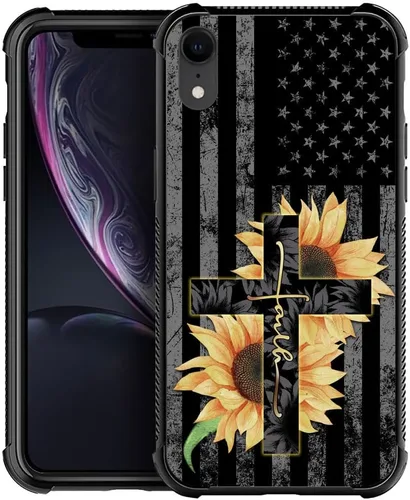 Vista 32 de DJSOK Funda compatible con iPhone XR, H American Eagle Flag con cuatro esquinas, protección a prueba de golpes, TPU suave y patrón de policarbonato