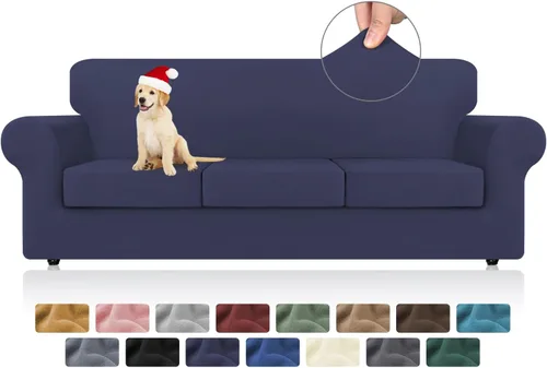 Vista 14 de KEKUOU 4 piezas de fundas elásticas para sofá de 3 cojines, fundas para sofá para mascotas, fundas para sofá lavables, suaves y elásticas, protector