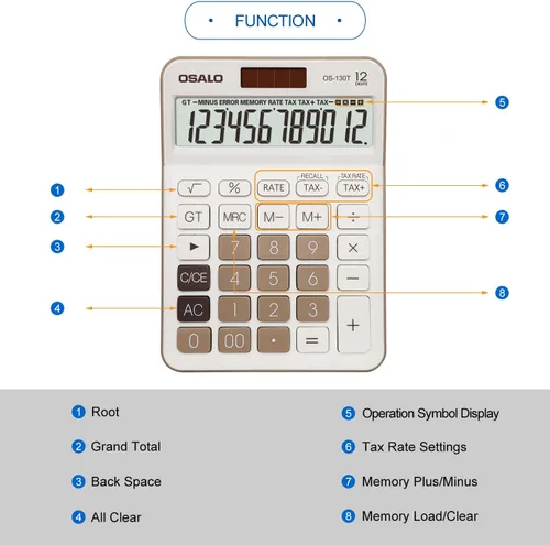 Vista 9 de Calculadora de escritorio de bolsillo de tamaño pequeño y bolsa de archivos impermeable de doble bolsillo grande con asa