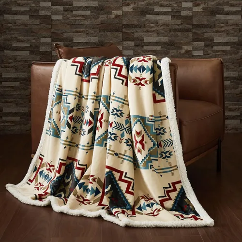 Vista 33 de Indigo Hill by HiEnd Accents Acadia - Manta de sherpa con estampado de pinos bosques, naturaleza, bosque, montaña, manta occidental para acampar al