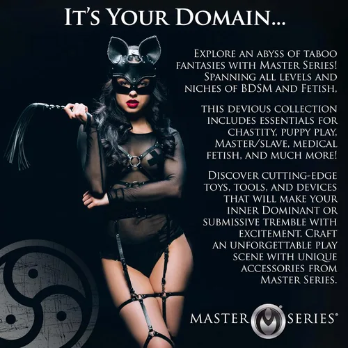 Vista 9 de Master Series Oso BDSM para hombres, mujeres y parejas. Suave oso de peluche con temática BDSM M. Regalo lindo y sexy. 1 pieza, beige y negro.