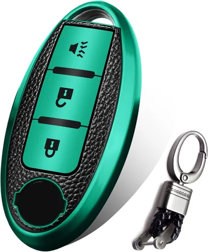 Vista 10 de Xotic Tech - Funda de piel granulada de poliuretano termoplástico azul con llavero compatible con Nissan Altima Maxima, Murano, Sentra Versa Leaf