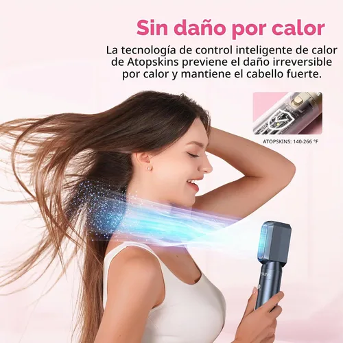 Vista 6 de Atopskins Cepillo secador de pelo 6 en 1, moldeador de aire desmontable, cepillo secador de pelo, 3 ajustes de calor, secado sin encrespamiento