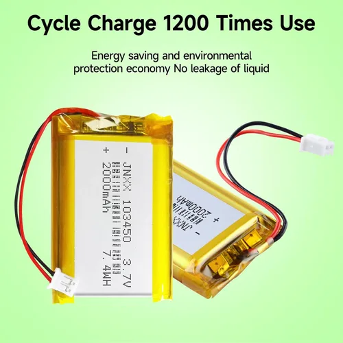 Vista 7 de 103450 Batería 3.7V 2000mAh 7.4wh Lipo Batería recargable con 2 cables JST 0.079 in Conector para altavoz y dispositivo inalámbrico (paquete de 1)