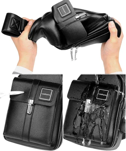 Vista 5 de Leathario Bolso bandolera de cuero para hombre, bolso de hombro, bolso de hombro, bolso casual, multiuso