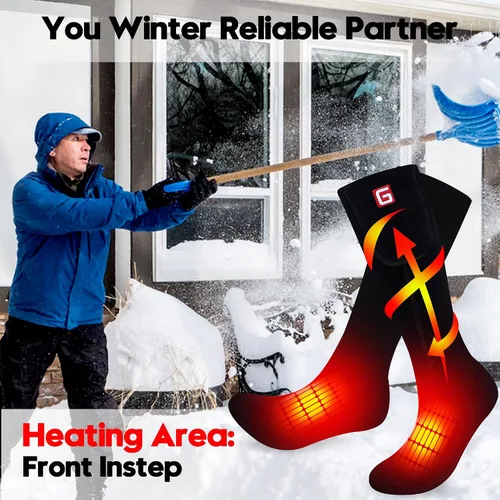 Vista 8 de Calcetines térmicos eléctricos Rechargebale Calcetines calefactores alimentados por batería para hombres y mujeres, kit de calcetines gruesos