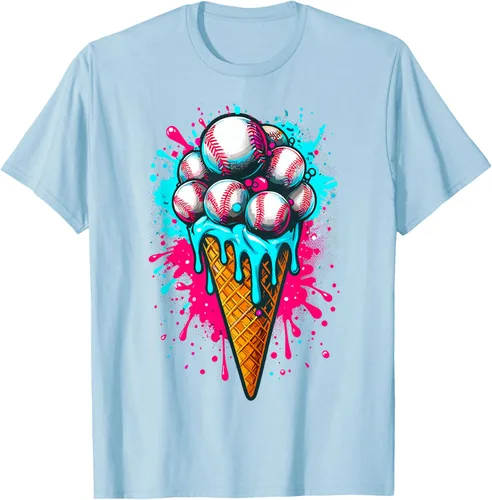 Vista 53 de Camiseta de béisbol de acuarela de helado de béisbol