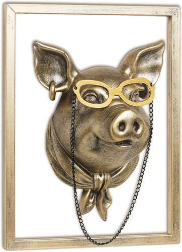 Vista 11 de Newinhome Paquete de 5 cabezas de animales para decoración de pared (marco de metal de regalo), esculturas de animales de resina, decoración