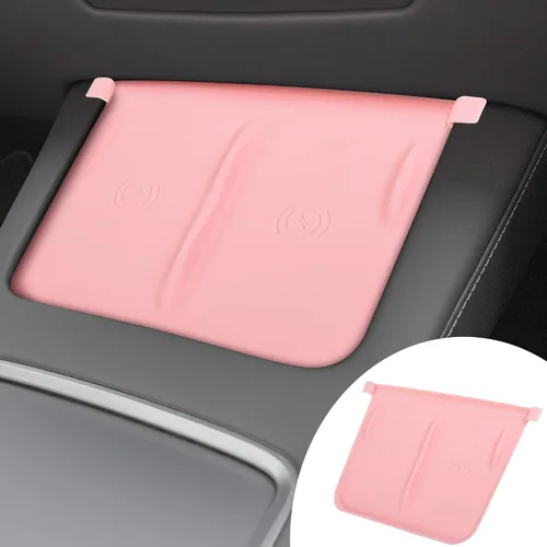 Vista 8 de Tinlucys Alfombrilla de carga inalámbrica para consola central diseñada para Tesla Model 3/Y 2021-2024, accesorios interiores de consola central