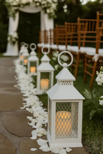 Vista 7 de Juego de 12 piezas de estilo granja, farol decorativo de 10 pulgadas con vela LED sin llama y temporizador de 5 horas, decoración rústica de boda