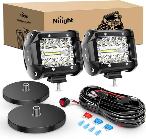 Vista 7 de Nilight 2 módulos LED de 4 pulgadas de 60 W con soportes de montaje de enganche de remolque de 2.5 pulgadas, luces LED de respaldo de reversa