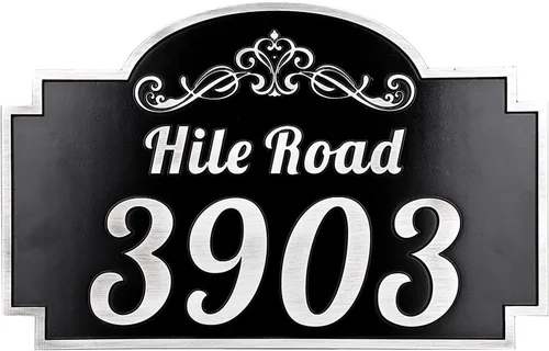 Vista 19 de Placa de dirección de metal personalizada, señales de números para placa de pared de casa, señal de dirección con nombre de calle, números de casa