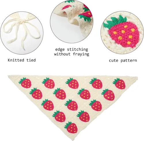 Vista 3 de AWAYTR Crochet Bandana Head Kerchief Hair Scarf 2Pcs Knitted Scarves Tie Bcak Floral Headwrap for Women Girls