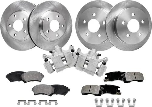 Vista 63 de Detroit Axle - Kit de frenos para Land Rover LR3 2005-2009, Rotores de freno deportivos Range Rover 2006-2009 y pastillas de freno de cerámica 2007