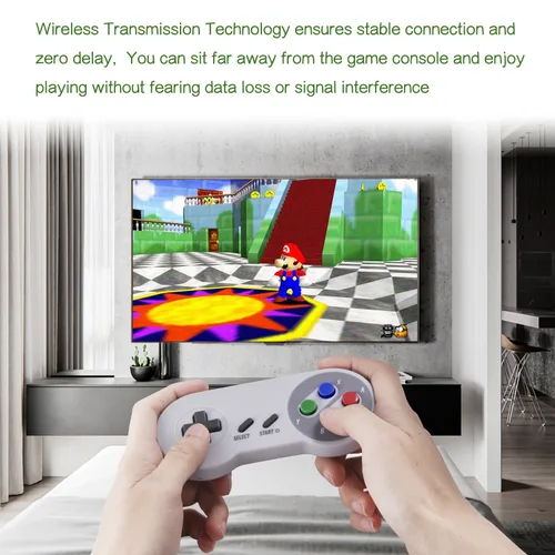 Vista 3 de 2 unidades de controlador USB inalámbrico de 2,4 GHz compatible con juegos de SNES, controlador USB SNES retro para PC clásico super para Windows PC