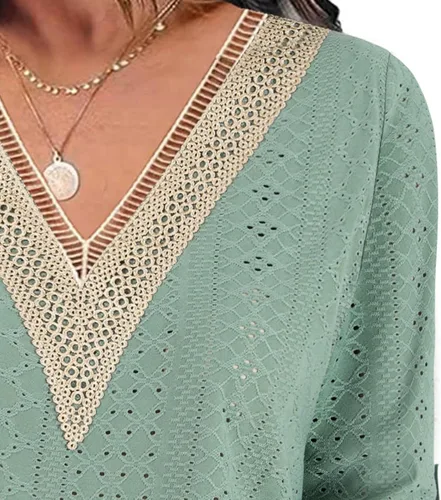 Vista 5 de SeSe Code Camisa a cuadros de manga 34 enrollada para mujer, blusas y tops casuales de negocios elegantes para el trabajo
