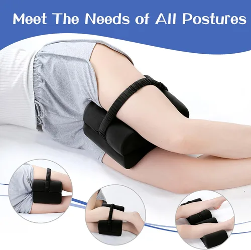 Vista 6 de Reidio 1 almohada de espuma viscoelástica plegable 2 en 1 para piernas con diseño de rodilla para dormir de lado, almohadilla de pierna con correa