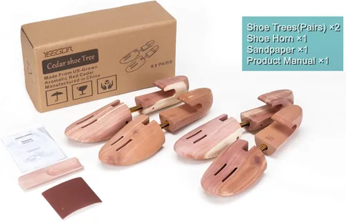 Vista 7 de Árboles de cedro para hombre, paquete de valor, árboles de zapatos para hombre con fragancia de cedro, árboles de zapatos de madera para hombres