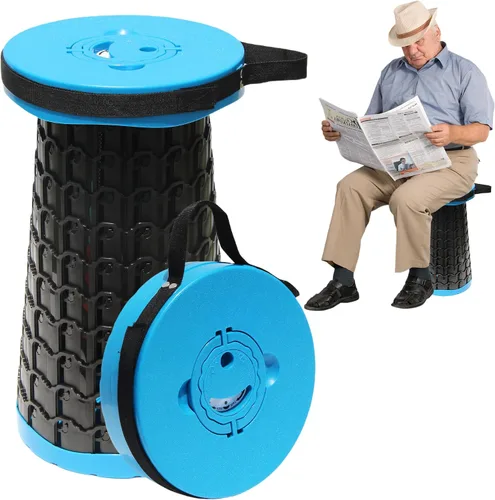 Vista 17 de Taburete plegable retráctil portátil mejorado de 19.7" con cojín, taburete plegable telescópico para adultos de alta resistencia con capacidad