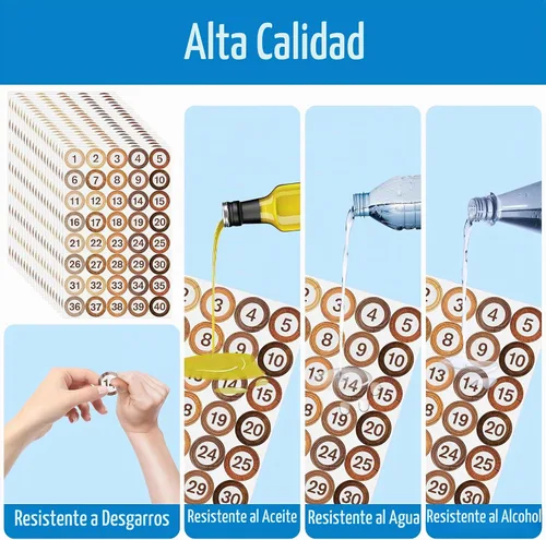 Vista 3 de 800 calcomanías de números del 1 al 40, resistentes al agua, aceite y desgarros, de madera rústica, se quitan sin residuos para interiores