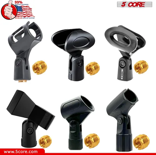 Vista 6 de 5 Core Clips de micrófono para soportes, 6 piezas, soporte universal ajustable con adaptadores de tornillo de 5/8 a 3/8 pulgadas, fácil instalación