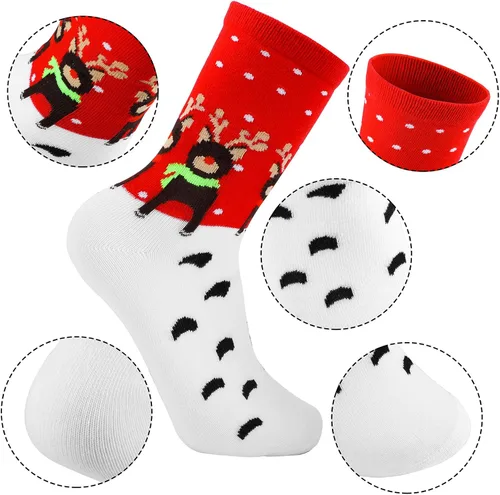 Vista 2 de Cooraby Juego de 20 pares de calcetines de algodón suave y cálido para mujer, regalo de Navidad, Rojo y verde