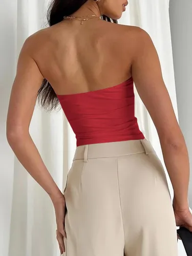 Vista 5 de Trendy Queen Womens 3 Pack Tube Tops Crop Tops Strapless Basic Backless Bandeau Bra Solid Summer Outfits