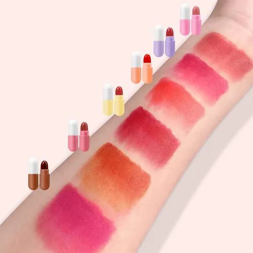 Vista 5 de KISSIO Juego de mini lápiz labial de 12 colores, lápiz labial mate, cápsulas de labios, impermeable, cápsulas de larga duración, lápiz labial