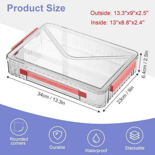 Vista 2 de Marte Vanci Contenedor de almacenamiento de plástico con tapa, estuche portátil para proyectos con asa, caja de almacenamiento transparente