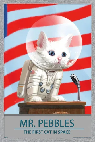 Vista 16 de Trends International Fallout 4 - Póster de pared de Mr. Pebbles - El primer gato en el espacio, 14.72 x 22.37 pulgadas, versión enmarcada de madera