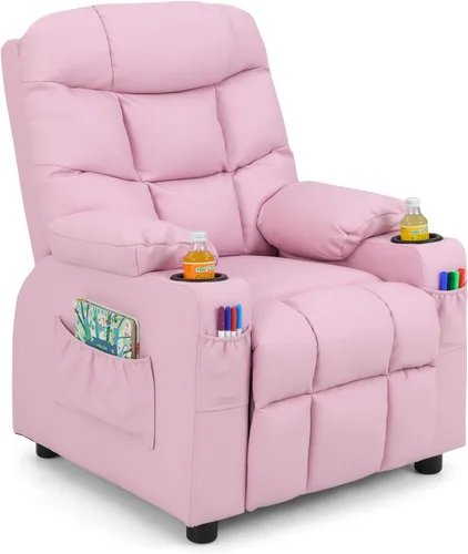 Vista 13 de Costzon Silla Reclinable para Niños con Portavasos, Silla de Descanso Ajustable con Reposapiés y Bolsillos Laterales para Habitación de Niños