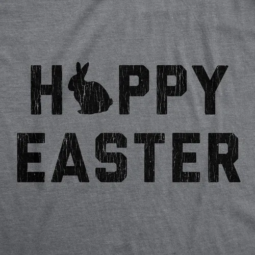 Vista 2 de Camiseta de maternidad con texto en inglés Happy East para fiesta, Gris jaspeado oscuro