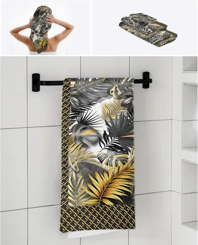 Vista 7 de Juego de toallas de baño de palmera para baño, toallas de lujo, regalos para mujeres, secado rápido, playa, cocina, mano, cabello, cara, yoga