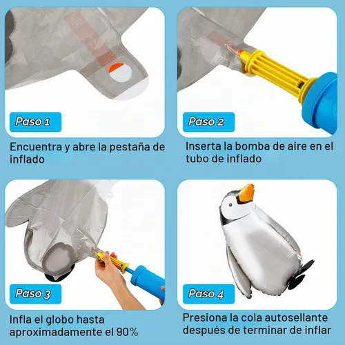 Vista 4 de Zhanmai - 4 globos de pingüino para caminar, suministros de fiesta
